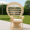 Fauteuil de jardin en osier extérieur naturel coussin amovible