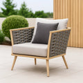 Fauteuil de jardin bois corde tressée gris/beige