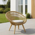 Fauteuil de jardin rotin synthétique coussin rond 70x70x80 cm