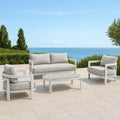 Ensemble de canapé de jardin 4 pièces aluminium coussins polyester 2 fauteuils/1 canapé/1 table gris