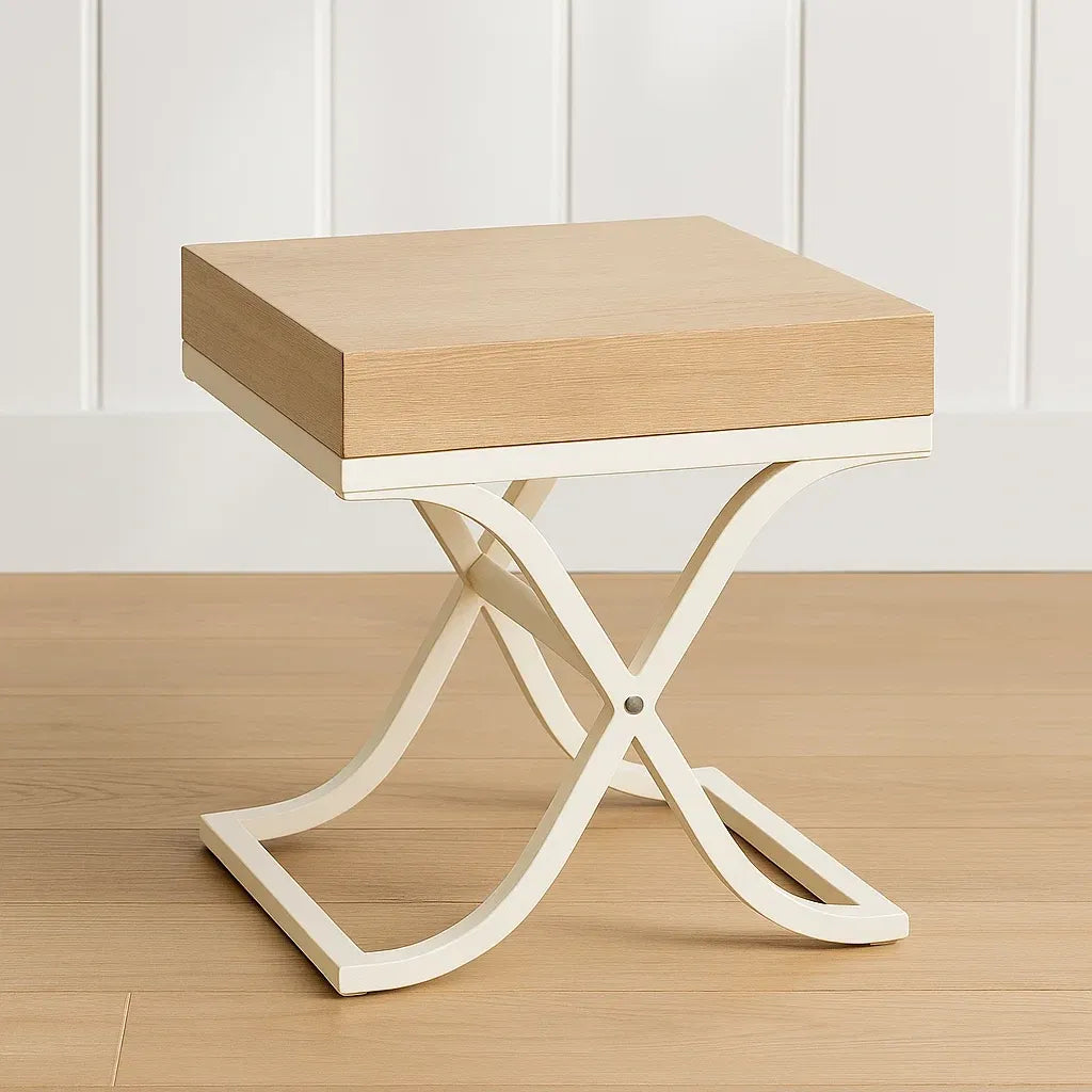 Bouts de canapés carré en bois et métal 40x40x45 cm