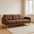 Canapé 3 places en tissu polyester marron avec pieds en bois