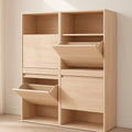 Meuble à chaussures en bois clair avec compartiments basculants 80x180x30 cm