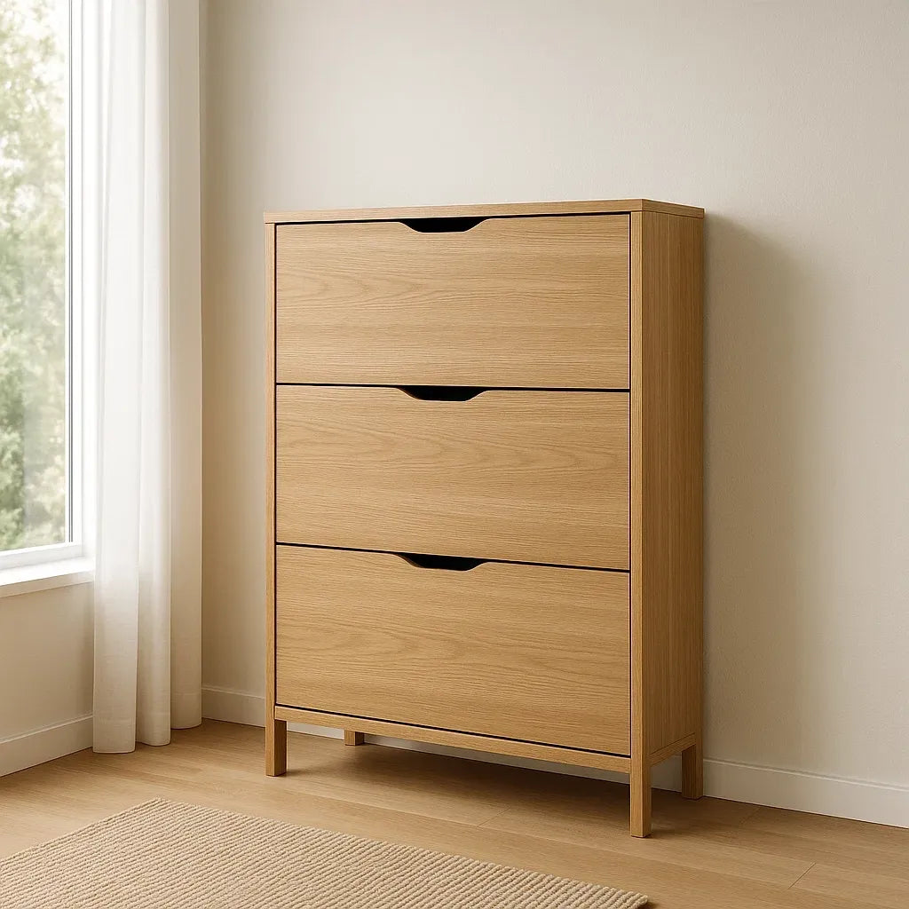 Meuble à chaussures en bois clair