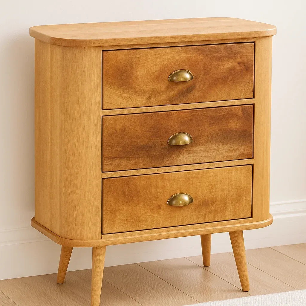 Commode en bois chêne clair 3 tiroirs 80x40x75 cm