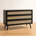 Commode en bois noir avec cannage 3 tiroirs