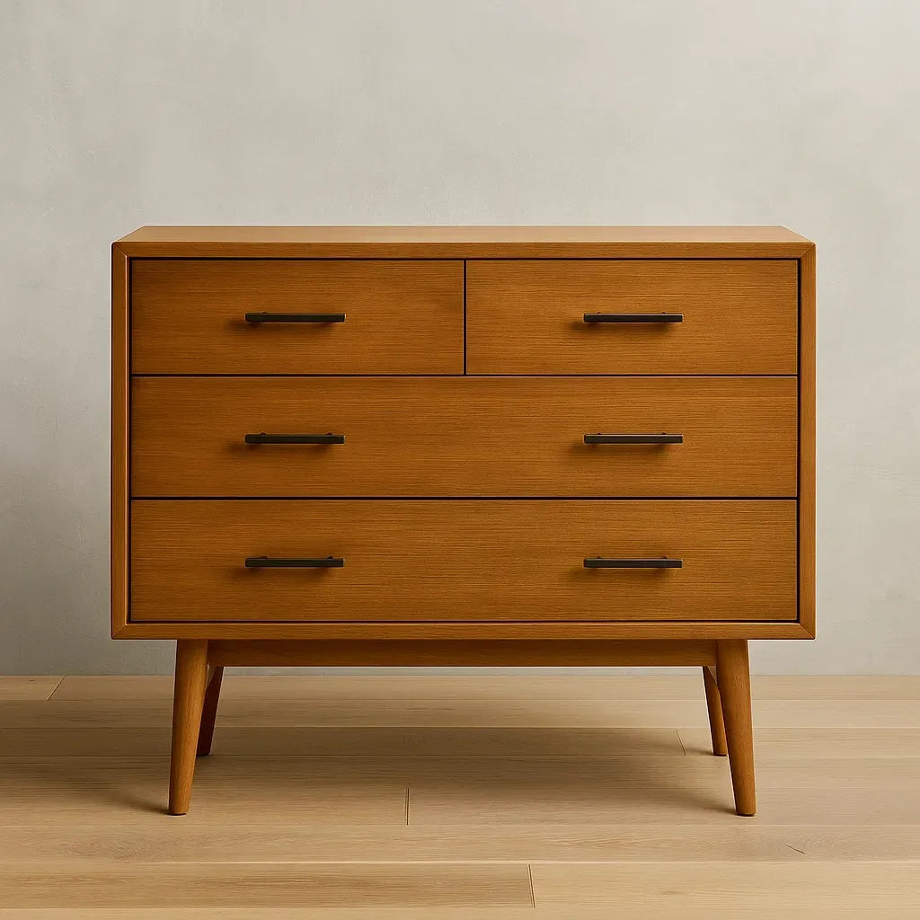 Commode en bois chatain 4 tiroirs 80x40x85 cm