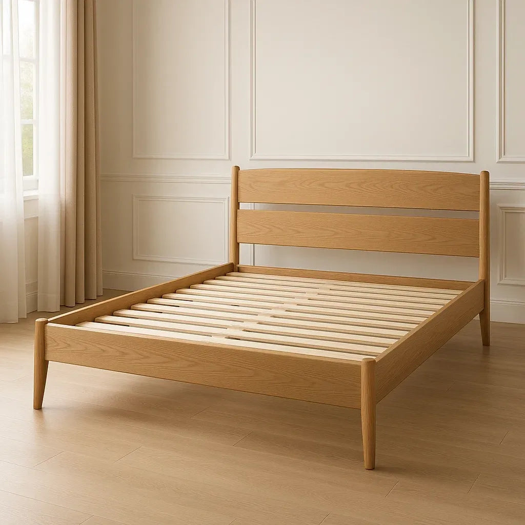 Lit double avec cadre en chêne massif naturel
