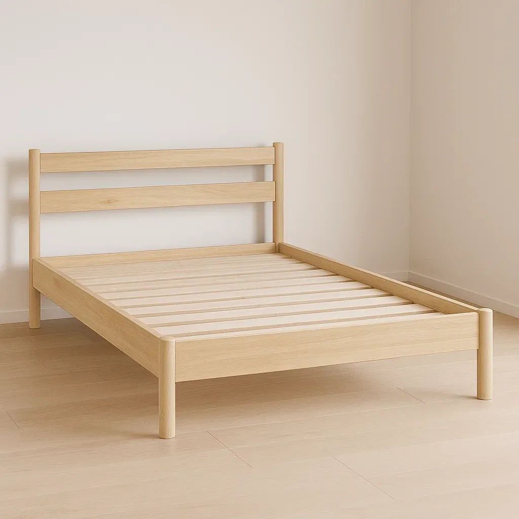 Cadre de lit en bois massif beige