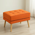 Bout de lit rectangulaire repose-pieds en tissu orange pieds en bois 64x40x38 cm