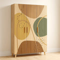 Armoire 3 portes en bois avec motifs abstraits 180x120x50 cm