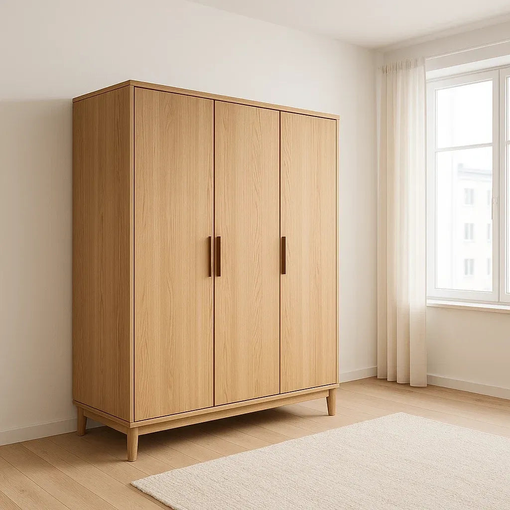 Armoire 3 portes en bois chêne 150x60x200 cm