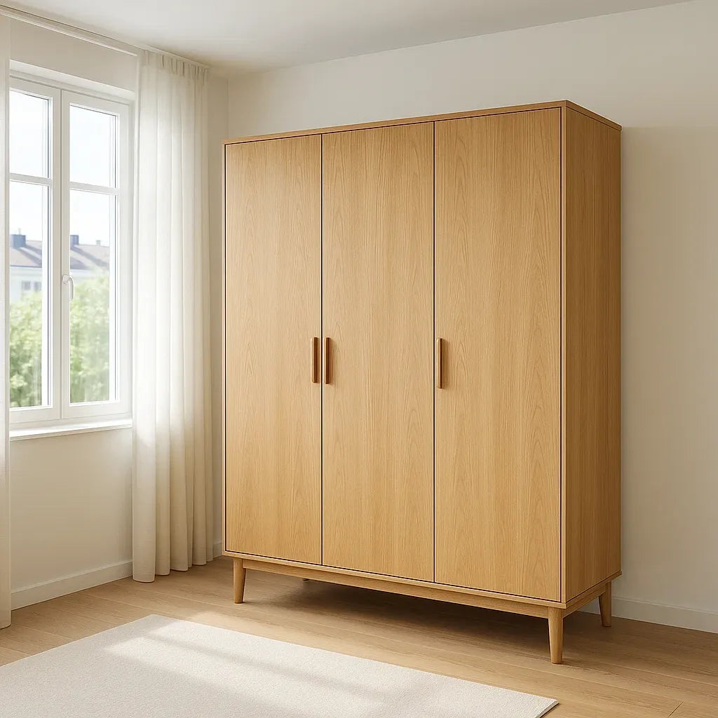 Armoire 3 portes en bois avec poignées 180x120x50 cm