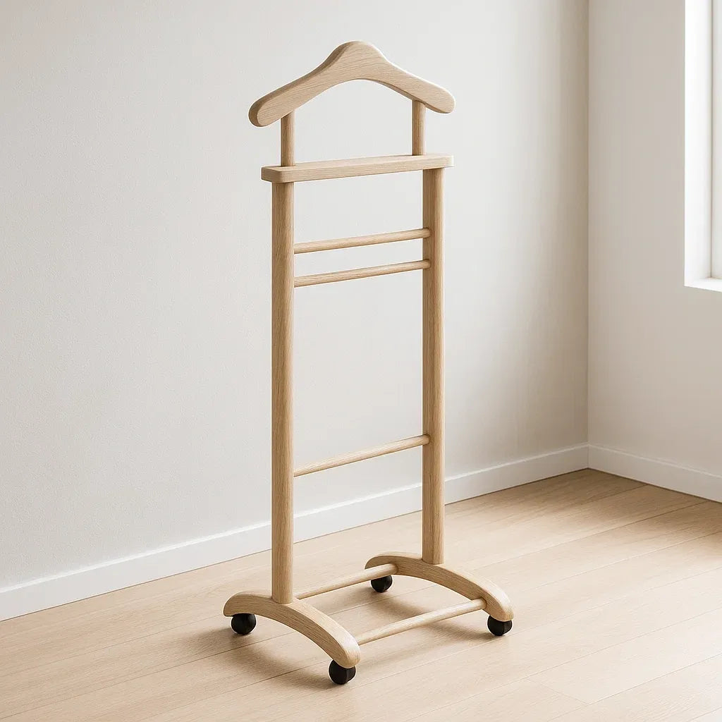 Portant à vêtements en bois avec roulettes 110x45x30 cm