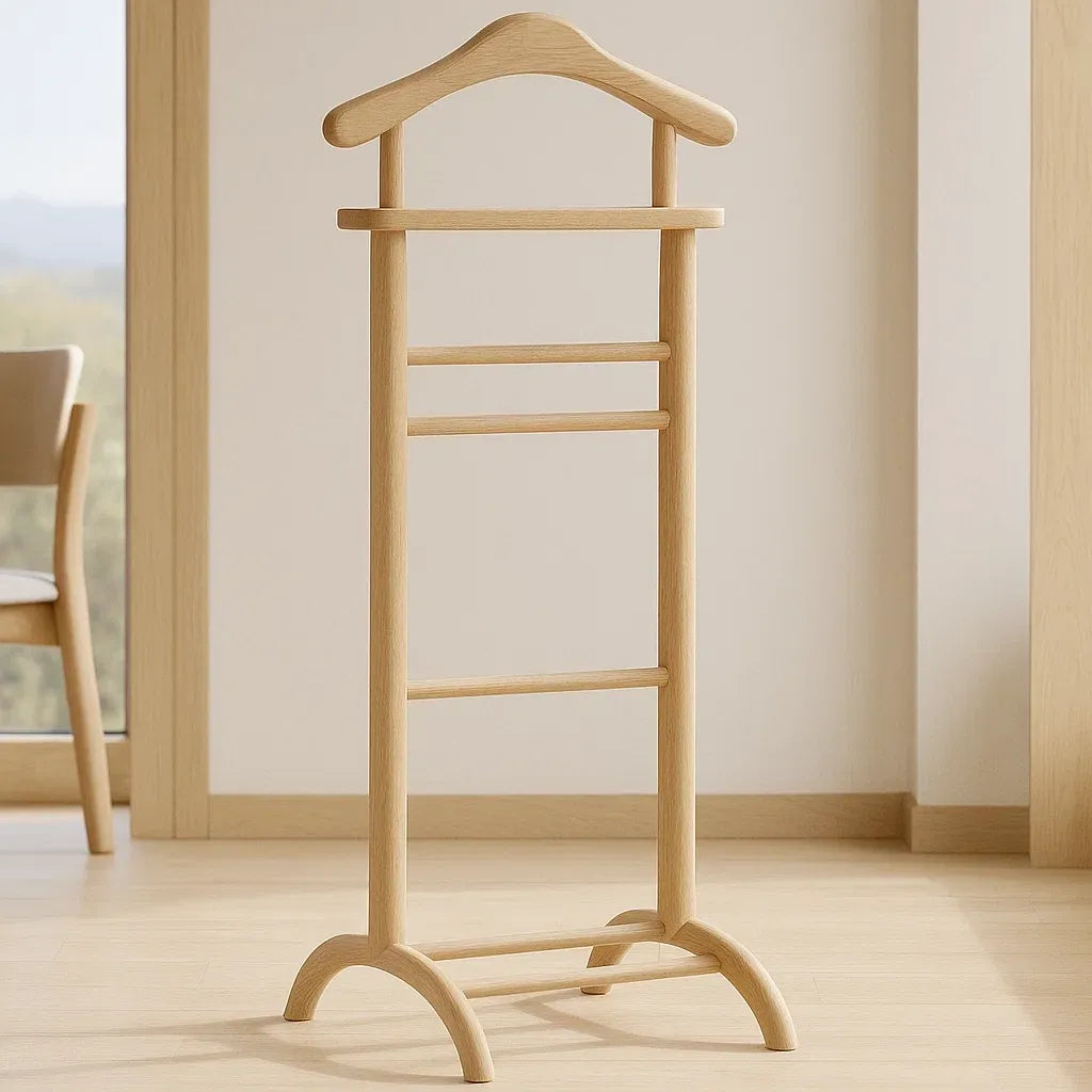 Portant à vêtements en bois chêne clair forme cintre 45x30x110 cm