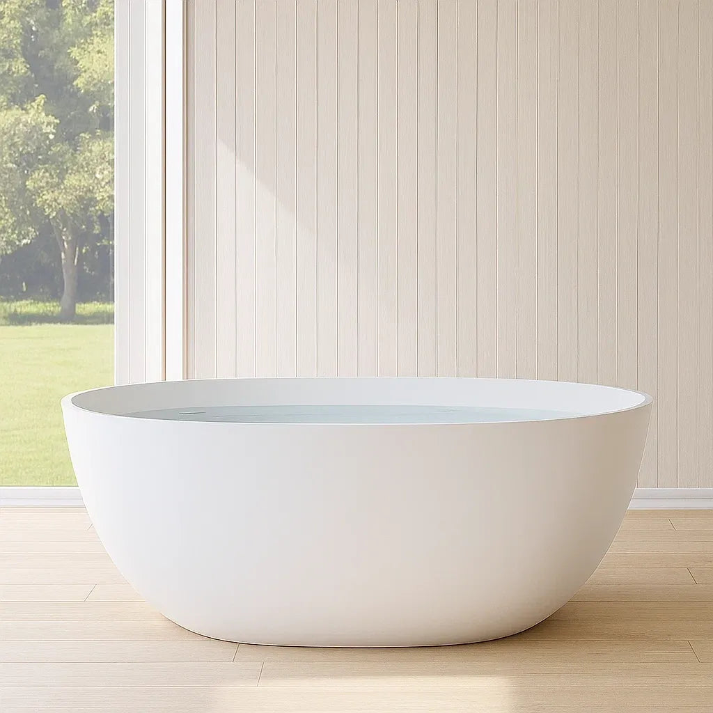 Baignoire ovale blanche en résine acrylique 170x80x60 cm