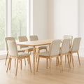 Ensemble de 9 pièces table à manger rectangulaire avec 8 chaises en bois beige