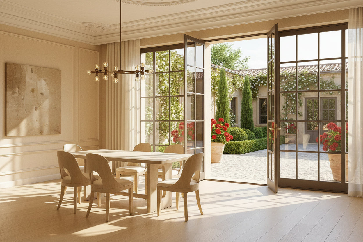 Ensemble de 7 pièces table à manger rectangulaire en bois clair avec 6 chaises